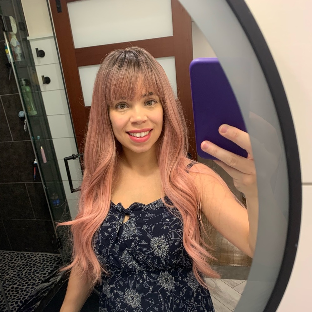 Pink high quality synthetic wig